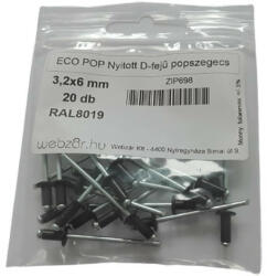 EcoPop nyitott D-fejű popszegecs 3, 2x6 RAL8019 (20 db) (ZIP698) - vasasszerszam