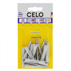 CELO MZK univerzális galléros műanyag dübel 6 x 41 + 4, 5 x 40 facsavar (10 db) (5641MZKSZ10)