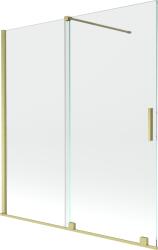 Mexen Velar, 2 szárnyas eltolható kádparaván 150 x 150 cm, 8mm átlátszó üveg, arany matt profil, 896-150-000-01-55 (896-150-000-01-55)