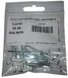 EcoPop nyitott D-fejű popszegecs 3, 2x10 RAL9016 (20 db) (ZIP703) - vasasszerszam
