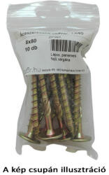 Ácsszerkezeti csavar, lapos peremes fejjel, Tx40, sárgára passz. , 8x80 /50 (10 db) (ZIP321)