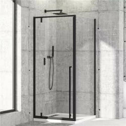 Diplon Quadro Black 90x90 cm szögletes fix és nyílóajtós zuhanykabin 6 mm vastag biztonsági üveggel, 195 cm magas (BR6614CA-90)