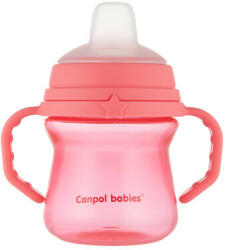 Canpol FirstCup itatópohár szilikonos ivócsőrrel 150ml 6h - Rózsaszín