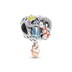 Pandora Moments Disney Ohana Lilo és Stitch ihlette ezüst és rosé charm - 781682C01 (781682C01)