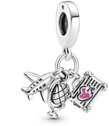 Pandora Moments Repülőgép, földgömb és bőrönd ezüst függő charm - 799435C01 (799435C01)