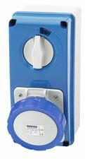 Gewiss Ipari dugalj falra szerelhető 2P+E mechanikai reteszelés 16A IP67 200-250V(50+60Hz) kék IB GEWISS - GW66204N (GW66204N)