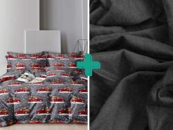  2x lenjerie de pat din microfibră HAPPY PAW-LIDAYS gri + cearșaf de tricot 180x200 cm gri închis Lenjerie de pat