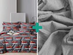 2x lenjerie de pat din microfibră HAPPY PAW-LIDAYS gri + cearșaf de tricot 180x200 cm gri deschis