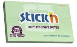 STICK N Öntapadó jegyzettömb, 76x127 mm, 100 lap, STICK N „360°, zöld (SN21556) - officesprint