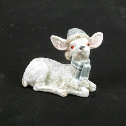  Kerámia glitteres fekvő fehér őzike sapkában 2 féle