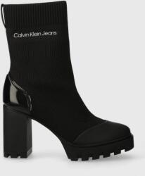 Calvin Klein Jeans bokacsizma PLATFORM KNIT SOCK WN fekete, női, magassarkú, YW0YW01196 - fekete Női 39