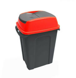 PLANET Hippo Billenős Szelektív hulladékgyűjtő szemetes, műanyag, antracit/piros, 70L (ALUP238P)