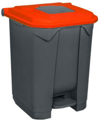 PLANET Szelektív hulladékgyűjtő konténer, műanyag, pedálos, antracit, piros, 50L (ALUP226P)