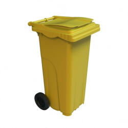 Alpha Műanyag szemetes kuka, kommunális hulladékgyűjtő, sárga, 120L (ALCK120LT-Y)