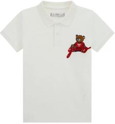 GUESS Поло тениска с къс ръкав за момче с бродирано мече Guess в бяло
