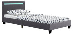 Juskys Čalúnená posteľ Verona 90 x 200 cm s LED osvetlením v tmavosivej farbe