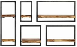 vidaXL Set rafturi de perete 5 piese, lemn masiv de acacia și oțel (246014) - izocor Raft