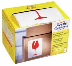 Avery Etikett címke, piktogram Törékeny, óvatosan kezelendő! 74 x100mm, tekercses, 200 címke/doboz, Avery piros (7251) - best-toner