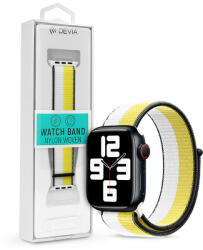 DEVIA Nylon Woven Braided Apple Watch szövet sport szíj - 42/44/45/49mm - fehér/sárga