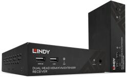 LINDY 100m HDBaseT Cat. 6 Dual Head HDMI USB IR & RS-232 KVM Extender (39374)