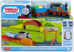 Thomas and Friends Set de joaca, Locomotiva motorizata cu vagon pe sine, Thomas and Friends, Muddy, HHV98