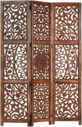 vidaXL 3 paneles barna kézzel faragott mangófa térelválasztó 120 x 165 (285338) - pepita