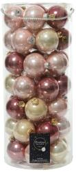 Decoris 49 darabos karácsonyi gömb készlet, üveg, 6 cm, rózsaszín/gyöngyház
