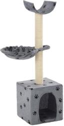 vidaXL szürke macskabútor mancsnyomokkal és szizál kaparófákkal 105 cm (170624)