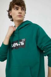 Levi's pamut melegítőfelső zöld, férfi, nyomott mintás, kapucnis - zöld XL