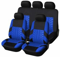 Ro Group Set Huse Scaune Auto pentru Nissan Almera - RoGroup Mesh, cu fermoare pentru bancheta rabatabila, negru si albastru, 9 piese