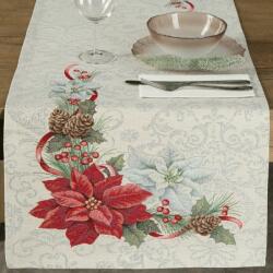 Eurofirany Gobelin karácsonyi asztali futó fényes fonallal Ezüst 40x100 cm +/-5%