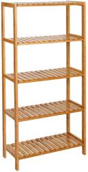 SONGMICS Bambusz polc fürdőszobai, konyhai tároló 5 szintes, natúr 130x26x60cm (BCB35Y)