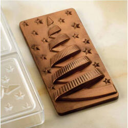 Pavoni Tablete Ciocolata 15.4 x 7.7 x H 1.5 cm - Matrita policarbonat Brad de Craciun, 3 cavitati (PC5059FR) Forma prajituri si ustensile pentru gatit