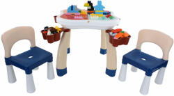 Építőkocka asztal 2 székkel, 100 db építőkockával (MJ1815953)