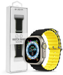 DEVIA Apple Watch szilikon sport szíj - Deluxe Series Sport6 Silicone Two-tone Watch Band - 42/44/45/49 mm - fekete/sárga - bluedigital