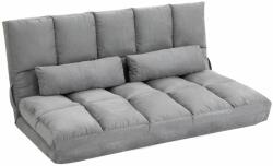  HOMCOM Összecsukható kanapé, 130 x 73 x 60 cm, természetes bőr / hab, világosszürke