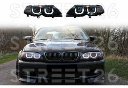 Tuning - Specials Faruri 3D U-LED Angel Eyes compatibil cu BMW Seria 3 E46 Facelift (2001-2005) Negru (6483)