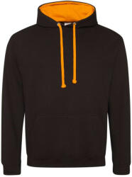 Just Hoods Kapucnis pulóver Just Hoods AWJH003, kontrasztos színű kapucni belsővel, Jet Black/Orange Crush-M