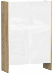  HOMCOM Szekrény két ajtóval, Forgácslap, 60 x 25 x 90 cm, Fehér/barna