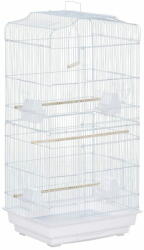  PAWHUT Kalitka, nyéllel ellátott, madaraknak, 46, 5 x 35, 5 x 92 cm, fém / műanyag, fehér