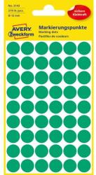 Avery Etikett címke, o12mm, jelölésre, 54 címke/ív, 5 ív/doboz, Avery zöld (3143) - best-toner