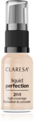 Claresa Liquid Perfection 2in1 fond de ten cu acoperire ridicată culoare 102 Warm Medium 18 g