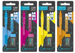 Connect Írószer szett Connect, nyomósirón + ironbél 0, 5mm, HB + radír, klf. színek, bliszteren