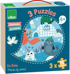 Vilac Puzzle din lemn Animale din lume (DDV8530) Puzzle