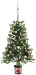 vidaXL zöld megvilágított műkarácsonyfa gömb szettel 90 cm (3077638) - vidaxl