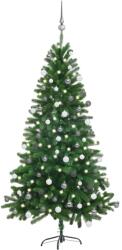 vidaXL zöld megvilágított műkarácsonyfa gömb szettel 150 cm (3077726) - vidaxl