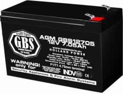 GBS Acumulator AGM VRLA 12V 7, 05A pentru sisteme de securitate F1 GBS (5) / GBS12705 (BA088472)