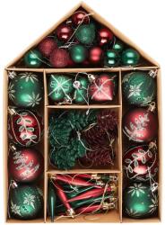 Kring karácsonyfadísz szett, 70 db, Különböző formák és méretek, Zöld/Piros (EG01-PE10-LX70-7428C.5545C-JG+YG)