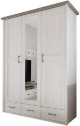 BEGABINO Trufa Luca ifjúsági szekrény, 148x62x201 cm, 3 ajtó, 3 fiók, tükör, szín fenyő fehér