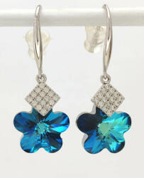 Tanita ékszer Ezüstszínű antiallergén fülbevaló tengerkék Swarovski kristállyal